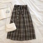 Plaid Lace-up High-waist A-line Skirt