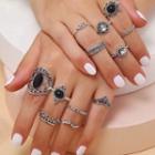 Set Of 11: Cz Ring + Alloy Ring Set Of 11 - Silver - One Size