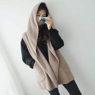 Open-front Hooded Fleece Vest