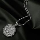 Couple Matching Embossed Disc Necklace 1 Pc - Silver - One Size