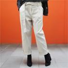High-waist Corduroy Pants With Belt
