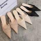 Kitten Heel Glitter Shirred Mules