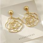 Alloy Flower Dangle Earring 1 Pair - 925 Silver Stud - Gold - One Size