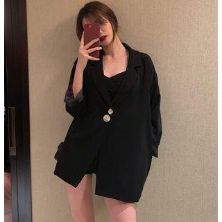 Drop-shoulder Blazer Black - One Size