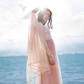 Set: Embroidered Mesh Cape + Sleeveless Midi A-line Mesh Dress