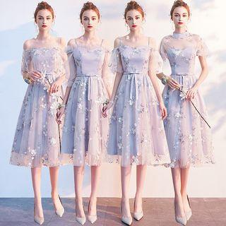 Floral A-line Midi Wedding Dress