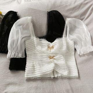 Patchwork Ribbon Crop Top