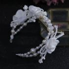 Wedding Flower Fabric Faux Pearl Headband White - One Size