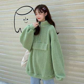 Fleece Mock-neck Loose-fit Pullover