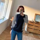 Houndstooth Blouson Knit Top Black - One Size