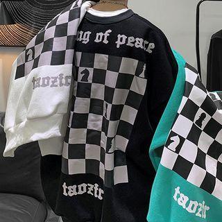 Chess Print Oversize Pullover