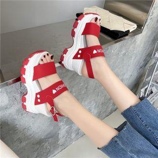 Lettering Wedge-heel Sandals
