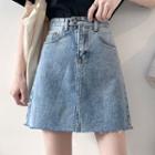 Plain Fitted Denim Mini Skirt