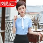 Contrast Collar Short-sleeve Shirt / Set: Contrast Collar Short-sleeve Shirt + Skirt / Dress Pants