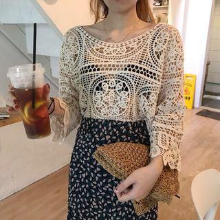 3/4-sleeve Crochet Lace Top