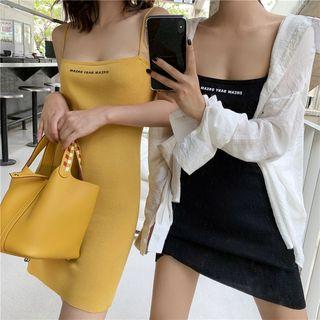 Lettering Sleeveless Knit Dress