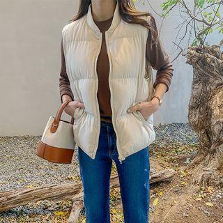 Round-neck Zip-up Padded Vest