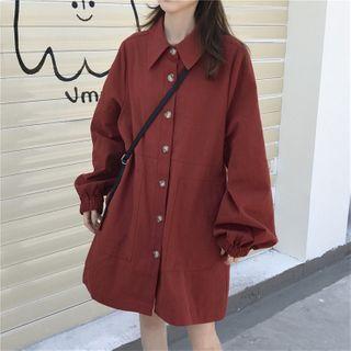 Long-sleeve Plain Cropped Shirtdress