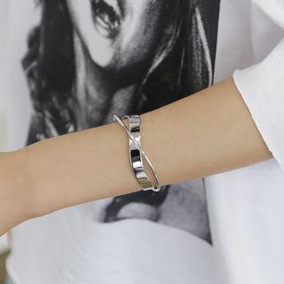 Metallic Cross Open Bangle