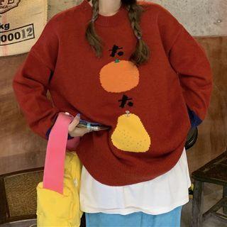 Fruit Jacquard Sweater Red - One Size