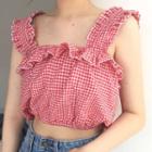 Strappy Check Cropped Top