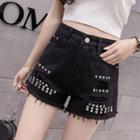 Ripped Studded Denim Shorts