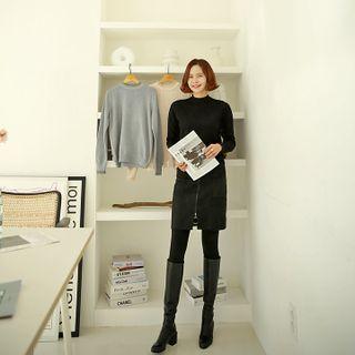 Frill-neck Woolen Knit Top