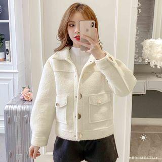 Plain Loose-fit Fleece Jacket