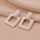 Faux Pearl Square Drop Earring 1 Pair - Qr495 - Gold - One Size
