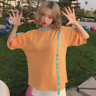 3/4 Sleeve Color Panel T-shirt Dress