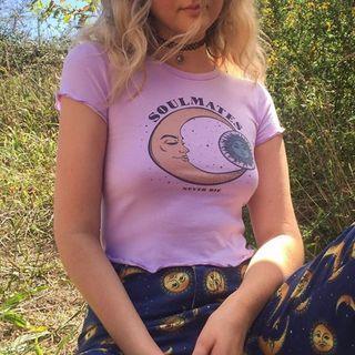 Crescent And Sun Print Short-sleeve Cropped T-shirt