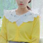 Frilled Collar Flower Embroidered Top