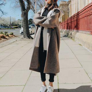Hooded Open Front Midi Coat