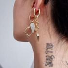 Rhinestone Chain Necklace / Asymmetrical Earring / Set