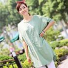 Round-neck Printed Long T-shirt
