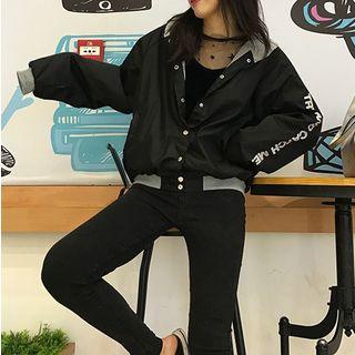 Letter Hooded Buttoned Jacket