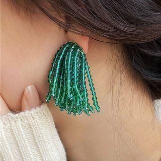 Bead Fringed Earring 1 Pair - Green - One Size