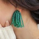 Bead Fringed Earring 1 Pair - Green - One Size