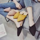 Frill Trim Pointed Slide Flats