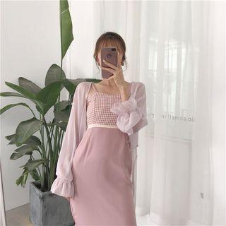 Spaghetti Strap Midi Dress / Light Jacket