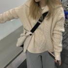 Half-zip Cable Knit Sweater White - One Size