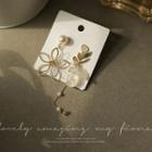 Asymmetric Faux-pearl Flower Drop Earrings Gold - One Size