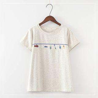 Short-sleeve Embroidered Fish T-shirt