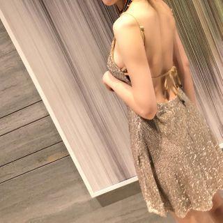Sequined Open Back Mini A-line Dress