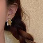 Sterling Silver Gingerbread Man Stud Earring 1 Pair - S925 Silver - Coffee - One Size