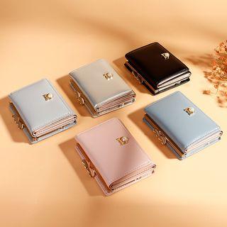 Beaded Faux Leather Clasp Wallet