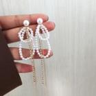 Bow Faux Pearl Fringed Earring