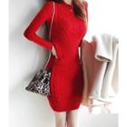 Puff-sleeve Wool Blend Cable-knit Dress