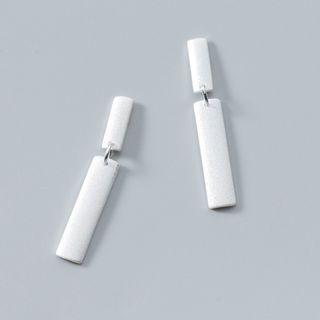 925 Sterling Silver Rectangle Dangle Earring 1 Pair - Silver - One Size