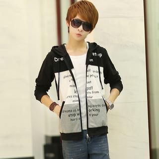 Color-block Lettering Hoodie